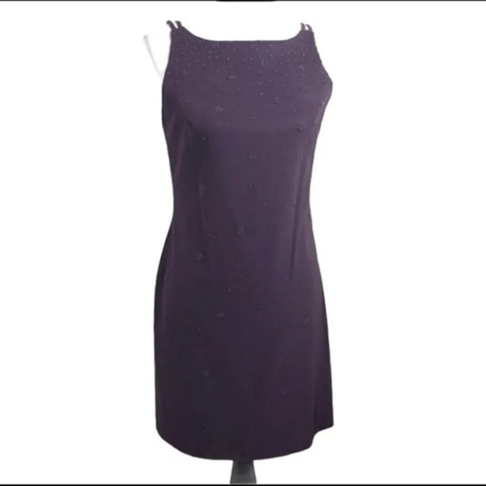 CDC 4 dark purple sleeveless midi dress with beading